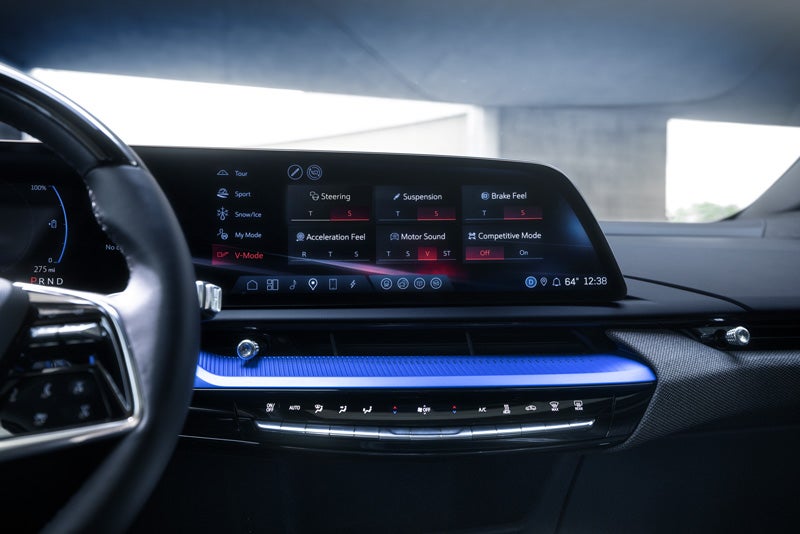 The 2026 OPTIQ-V Display Screen Displaying the V-Mode Settings | Charles Boyd Cadillac in HENDERSON NC