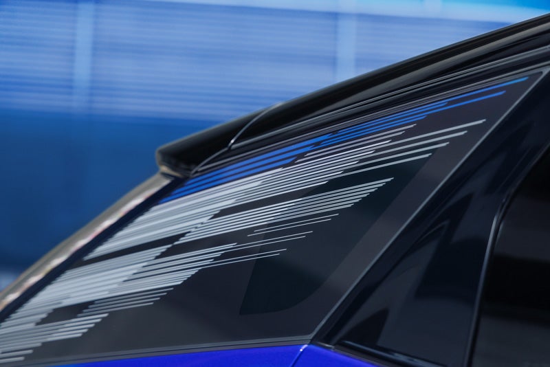 Close-up of the Modern Pattern on the 2026 OPTIQ-V Rear Quarter Glass | Charles Boyd Cadillac in HENDERSON NC